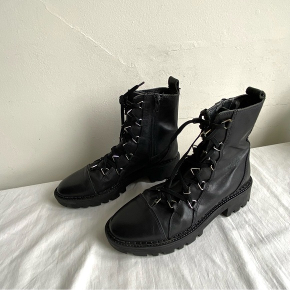 Zara Trafaluc Black Laced Military Style Boots - Picture 1 of 12